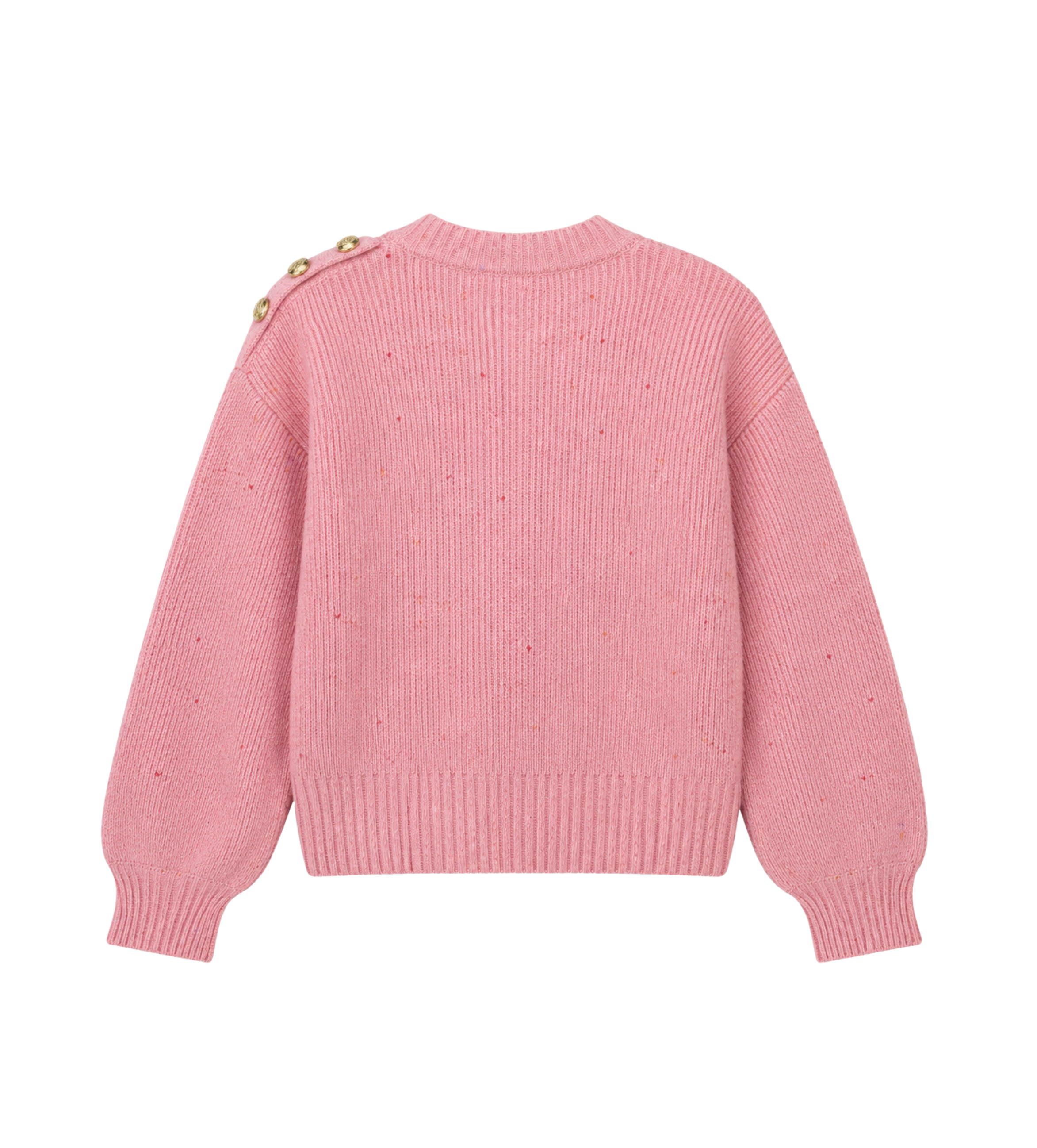 Kids Button Shoulder Knitted Sweater Pink