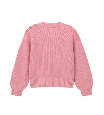 Kids Button Shoulder Knitted Sweater Pink