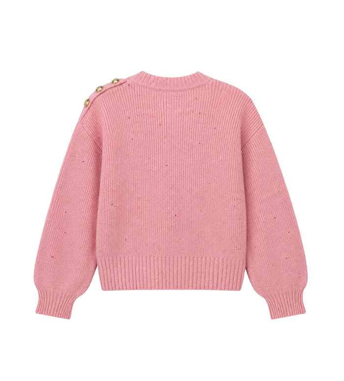 Kids Button Shoulder Knitted Sweater Pink