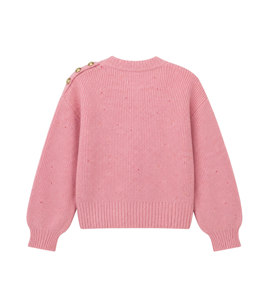 Kids Button Shoulder Knitted Sweater Pink