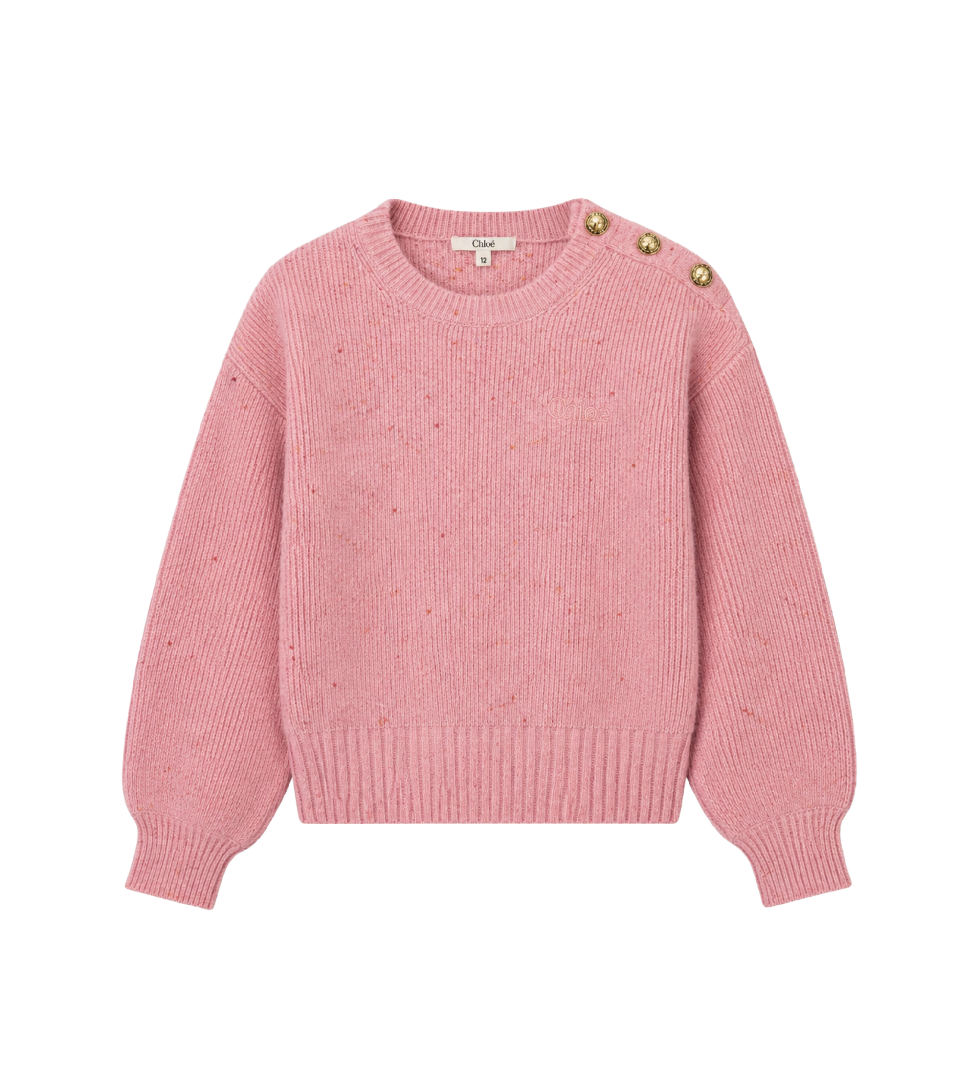 Kids Button Shoulder Knitted Sweater Pink