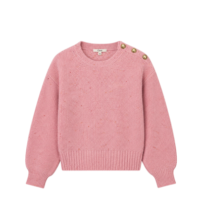 Kids Button Shoulder Knitted Sweater Pink