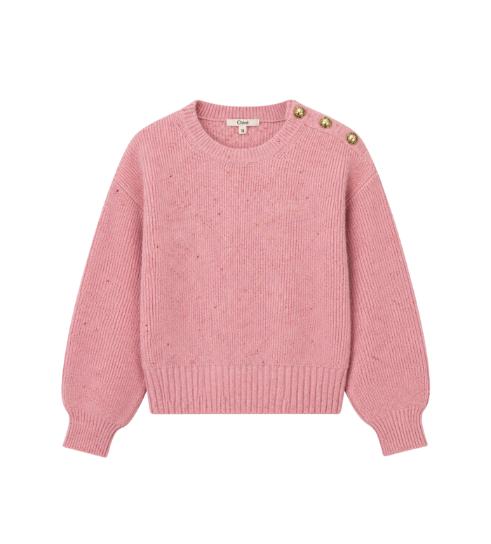 Kids Button Shoulder Knitted Sweater Pink