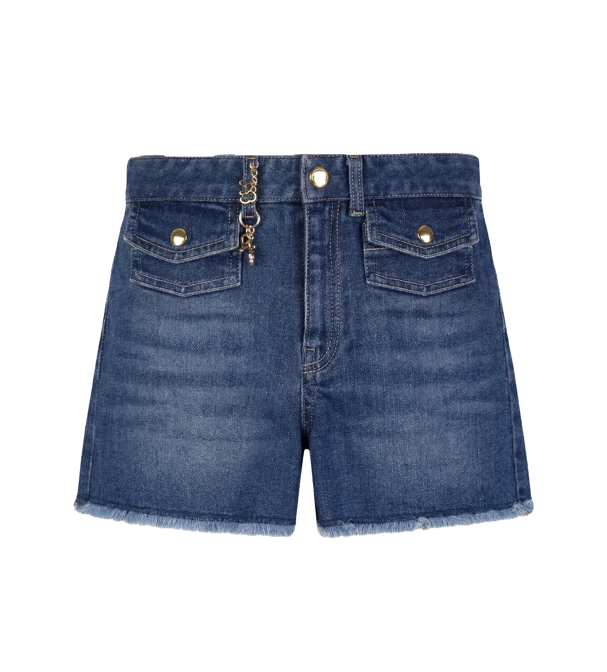Chloé Kids Frayed Pocket Shorts in Blue