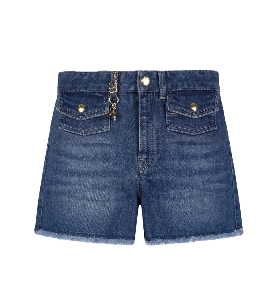 Chloé Kids Frayed Pocket Shorts in Blue