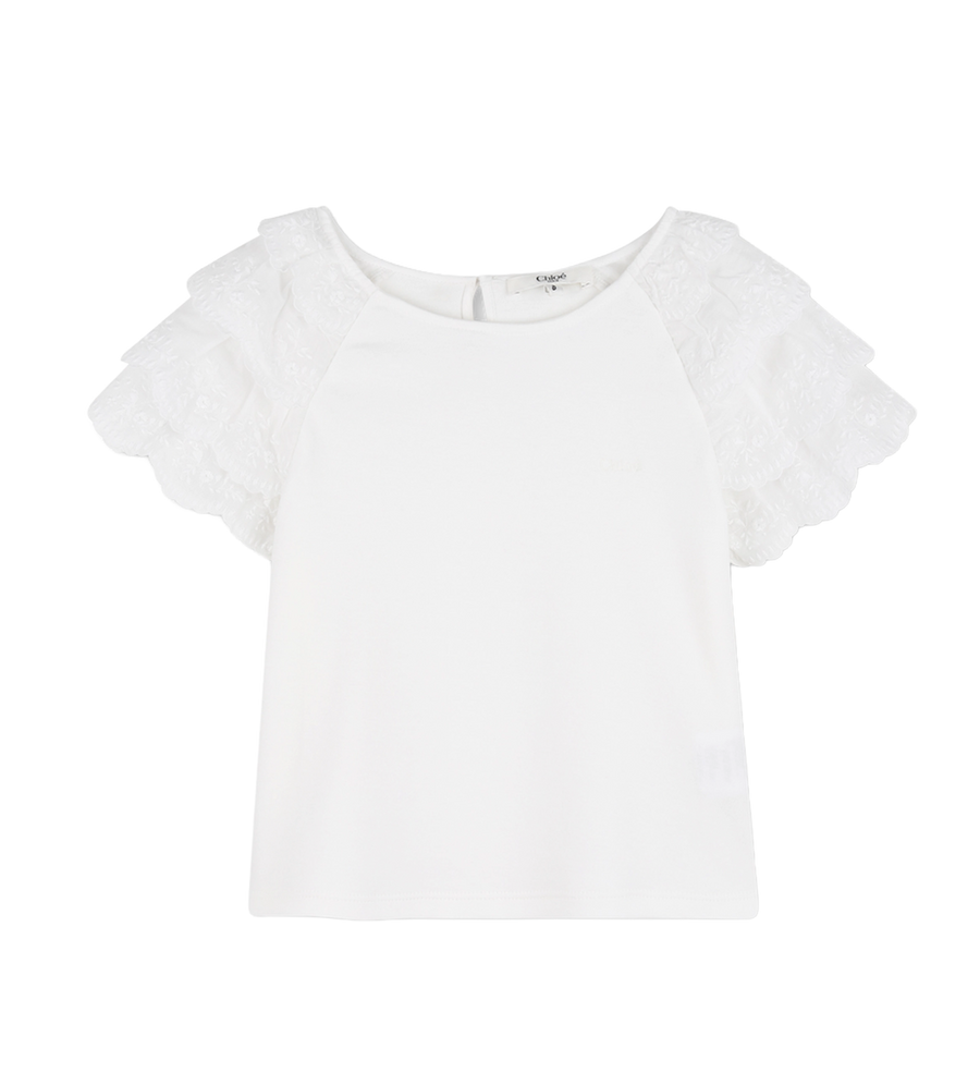 Chloé Top met geborduurde mouwen voor kinderen in wit