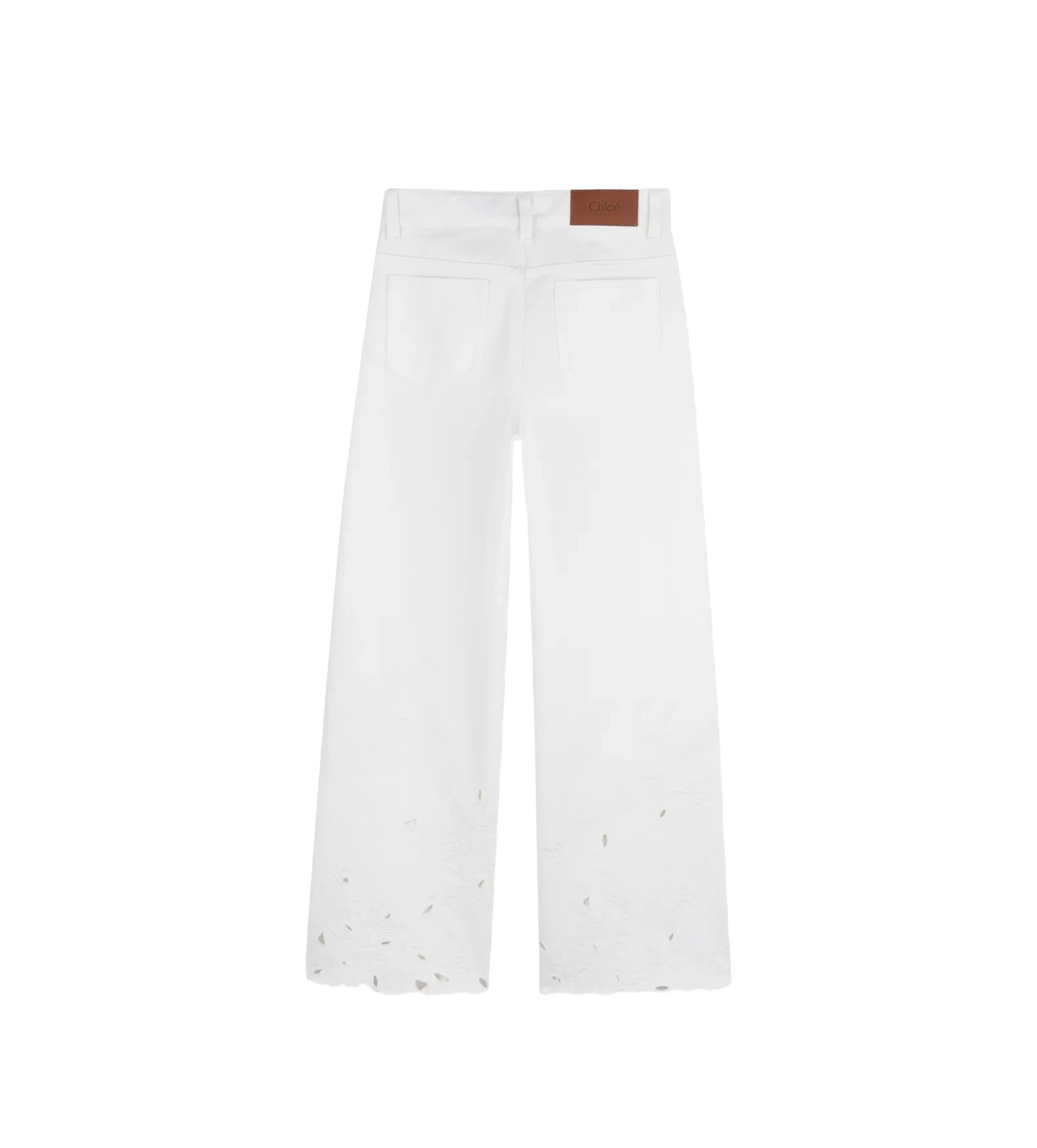 Chloé Kids Broderie Anglaise Jeans in White