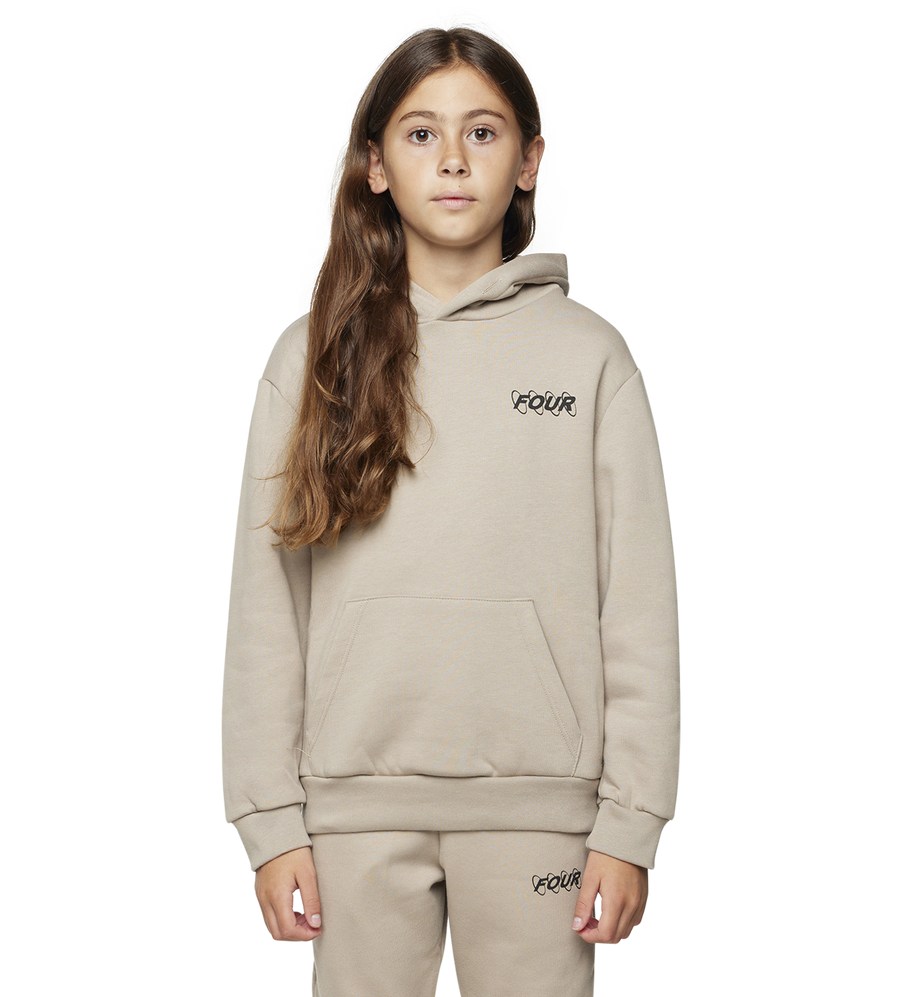 four kids circles logo hoodie vintage khaki 