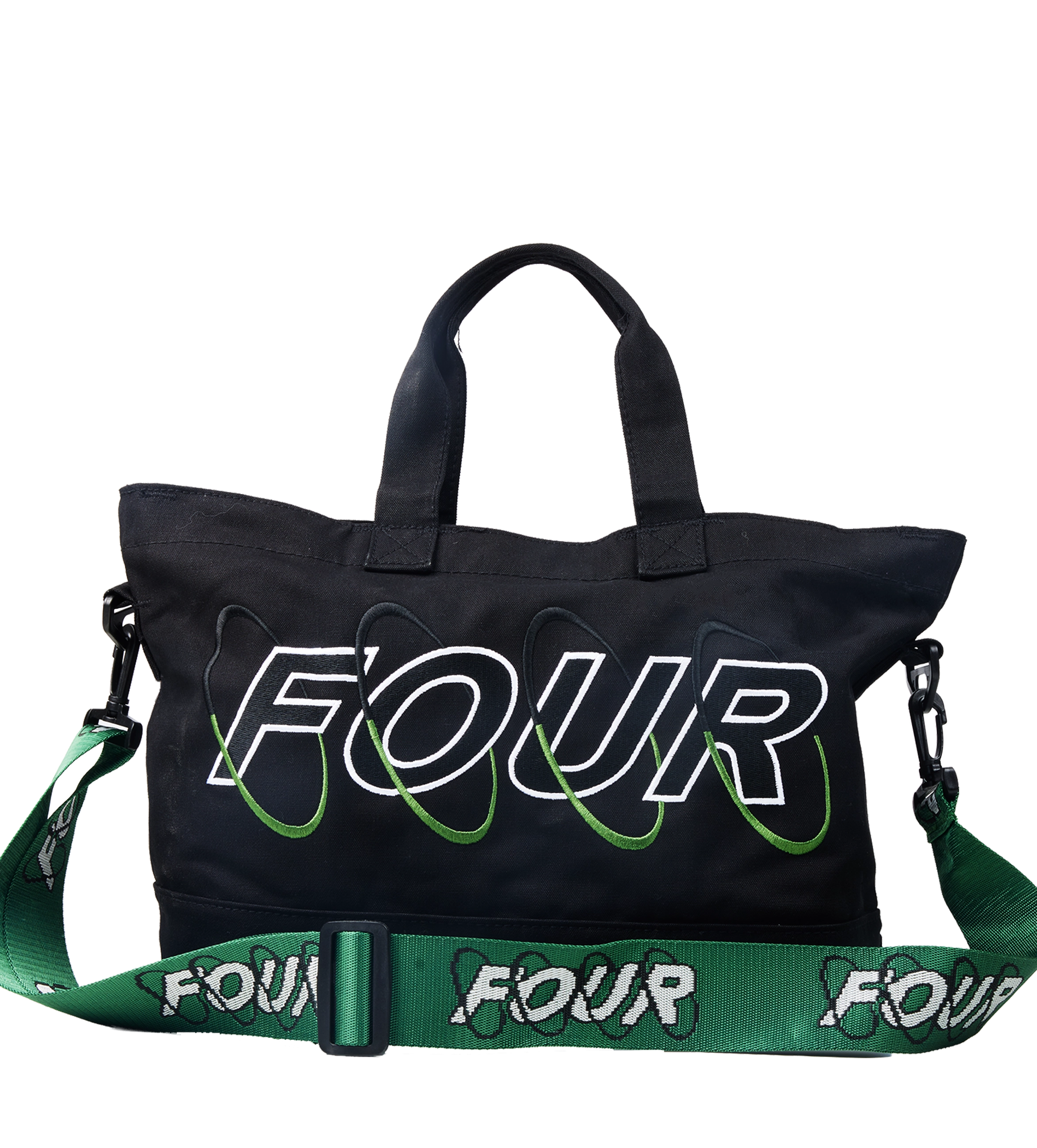 Circles Embroidery Shopper Emerald Green