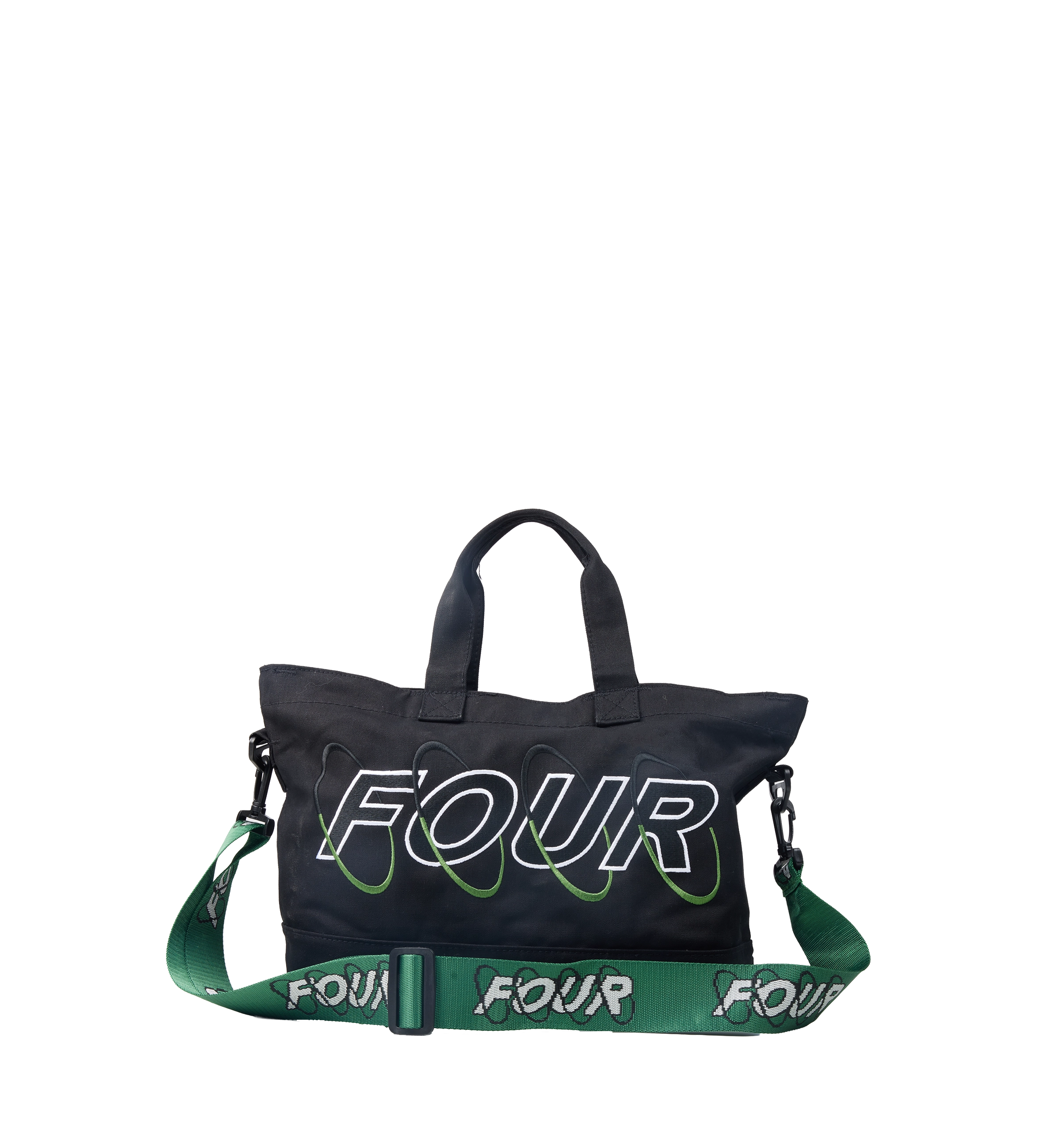 Circles Embroidery Shopper Emerald Green