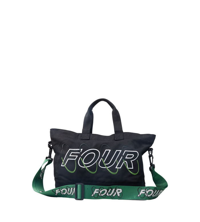 Circles Embroidery Shopper Emerald Green