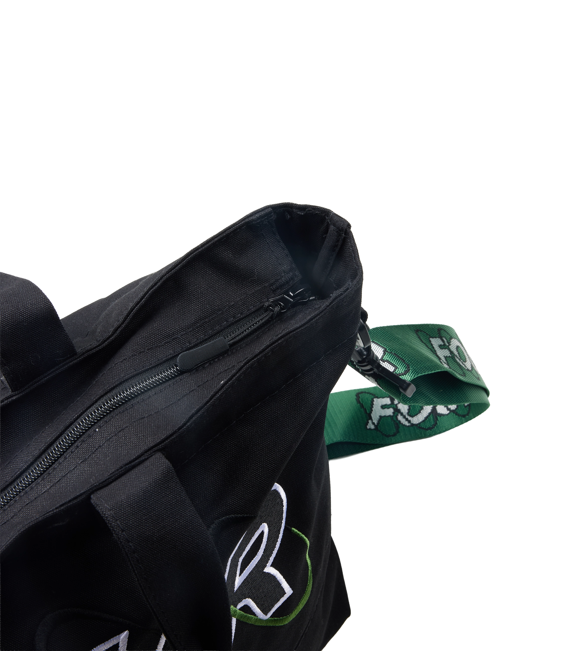 Circles Embroidery Shopper Emerald Green