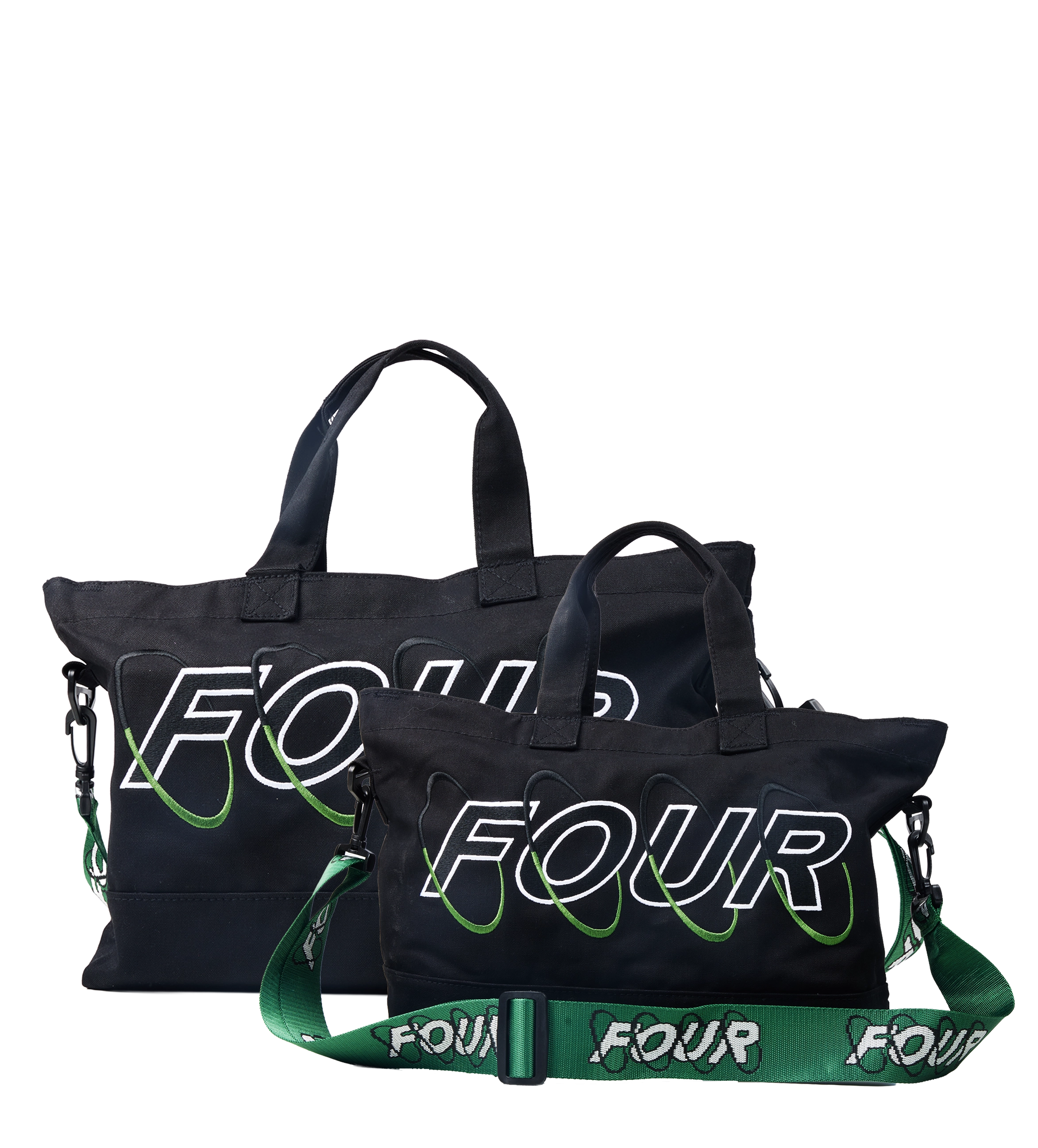 Circles Embroidery Shopper Emerald Green