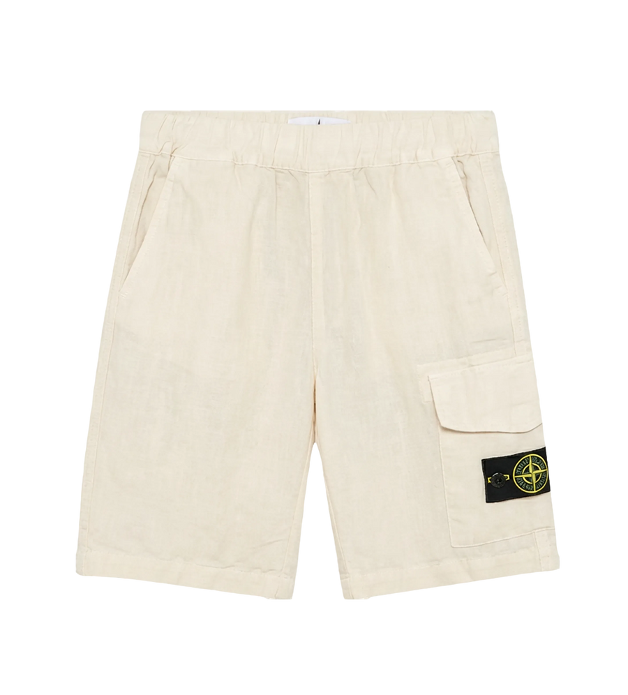 Stone Island Junior Logo Patch Shorts in Beige