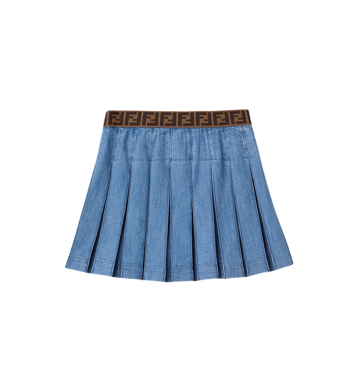 Kids Denim Plooirok Blauw