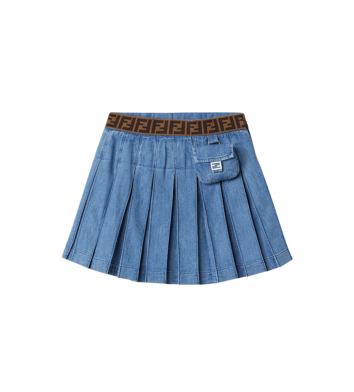 Kids Denim Plooirok Blauw