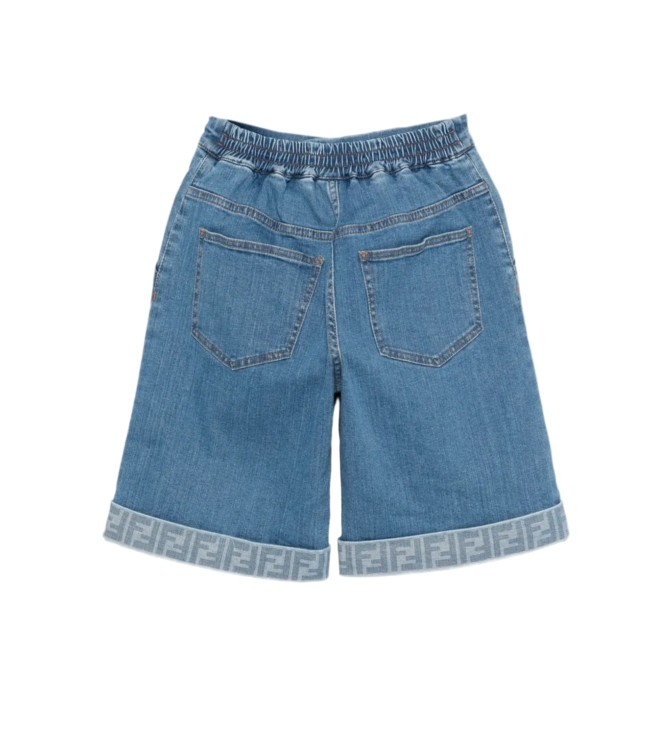 Fendi Kids Elasticated Waist Denim Shorts in Blue