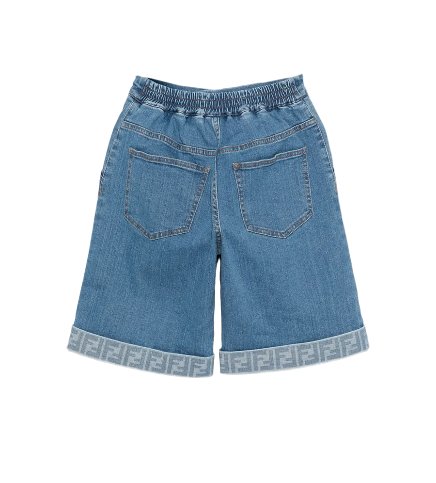 Fendi Kids Elasticated Waist Denim Shorts in Blue