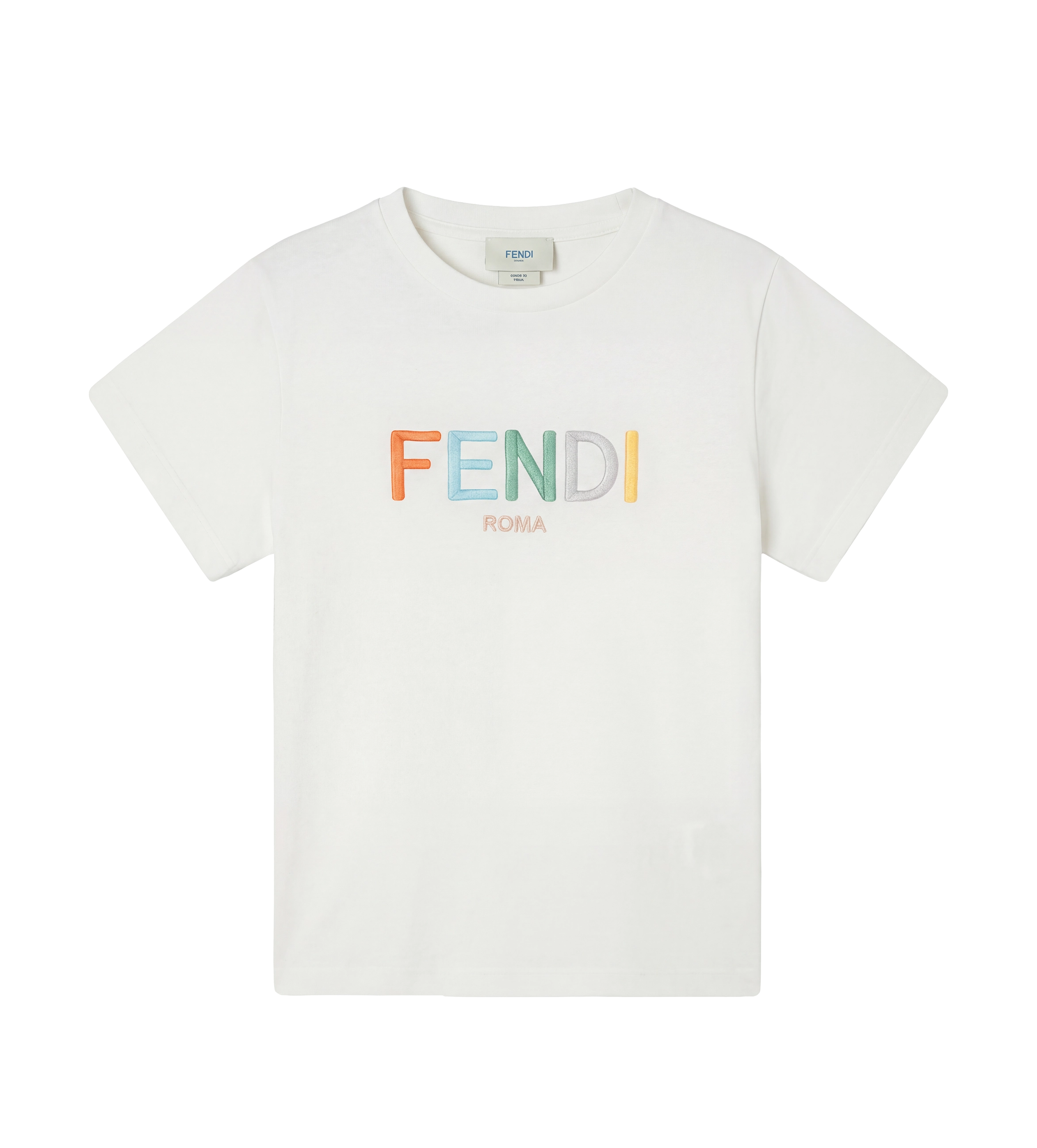 Fendi Kids Embroidered Jersey T-Shirt in White