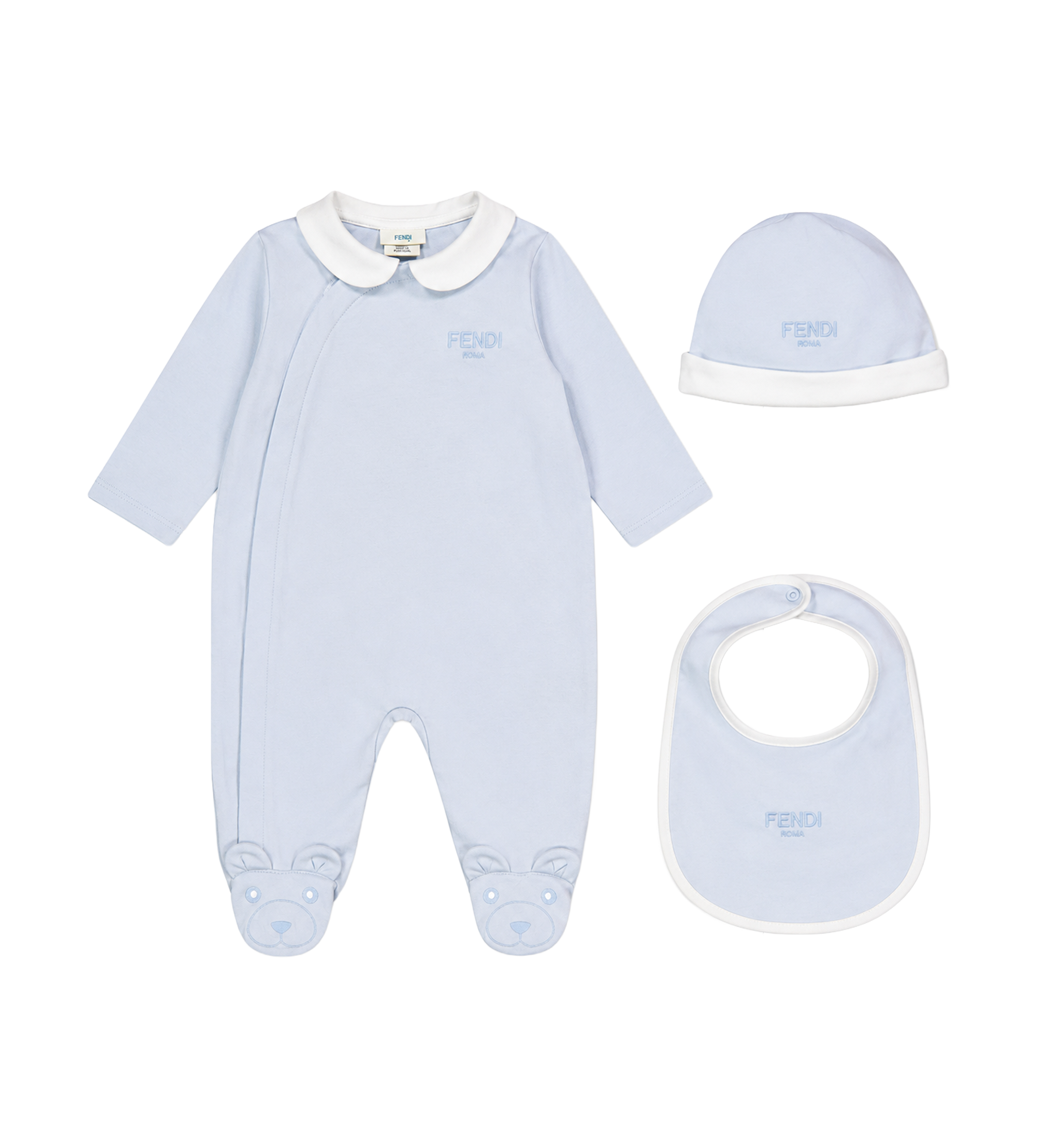 Fendi Kids Three-Piece Baby Set in Blue