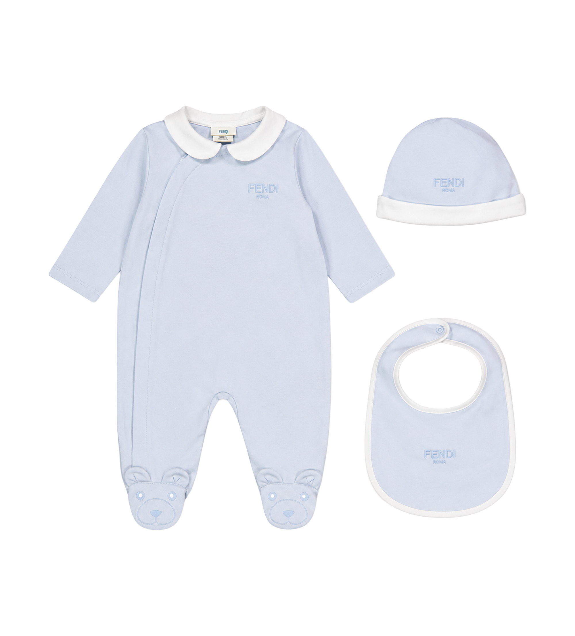 Fendi Kids Driedelige Baby Set in Blauw