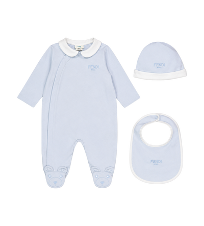 Fendi Kids Driedelige Baby Set in Blauw