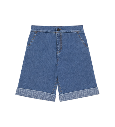 Kids FF Motif Denim Shorts in Blue