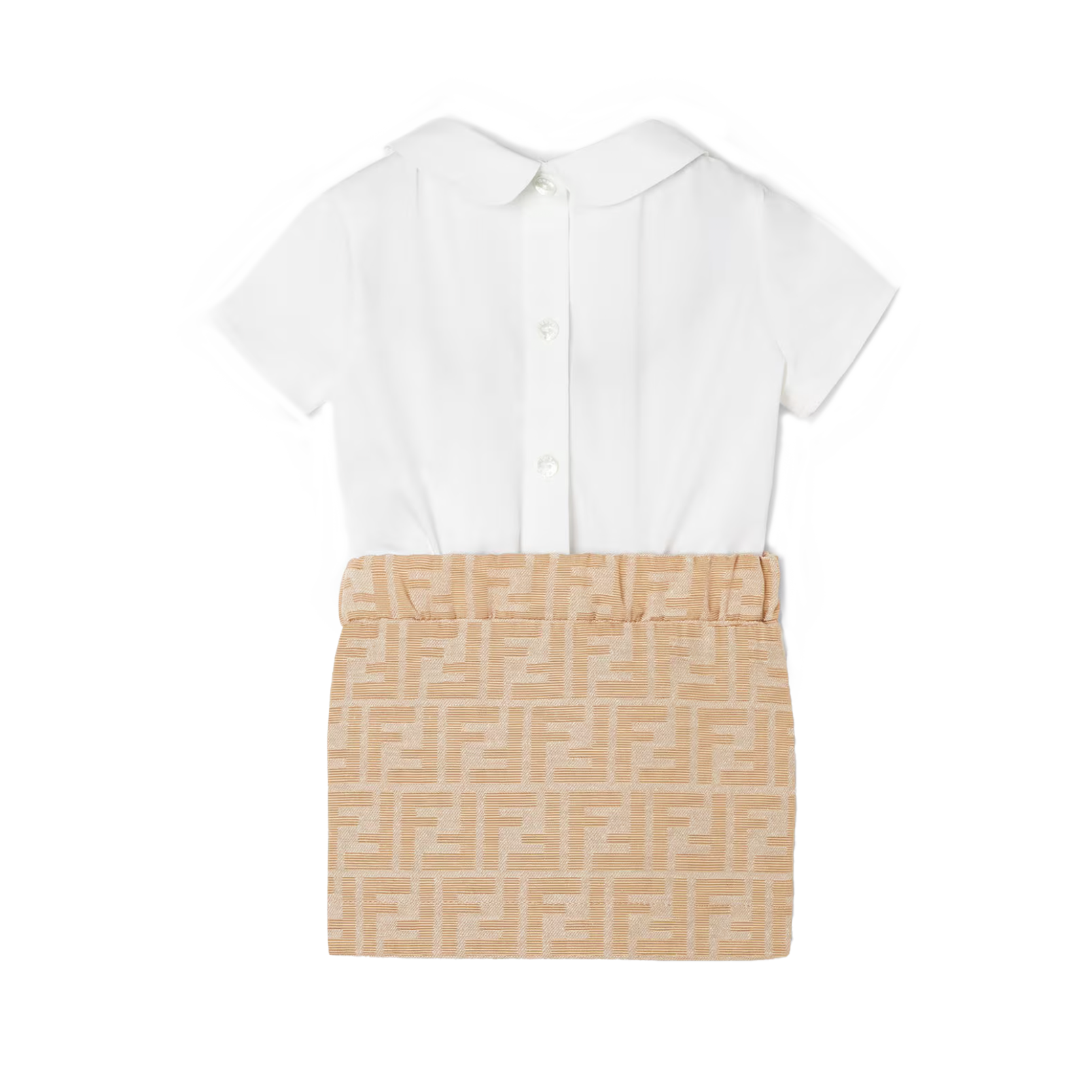 Fendi Collar Shirt Dress in White & Beige (Baby)