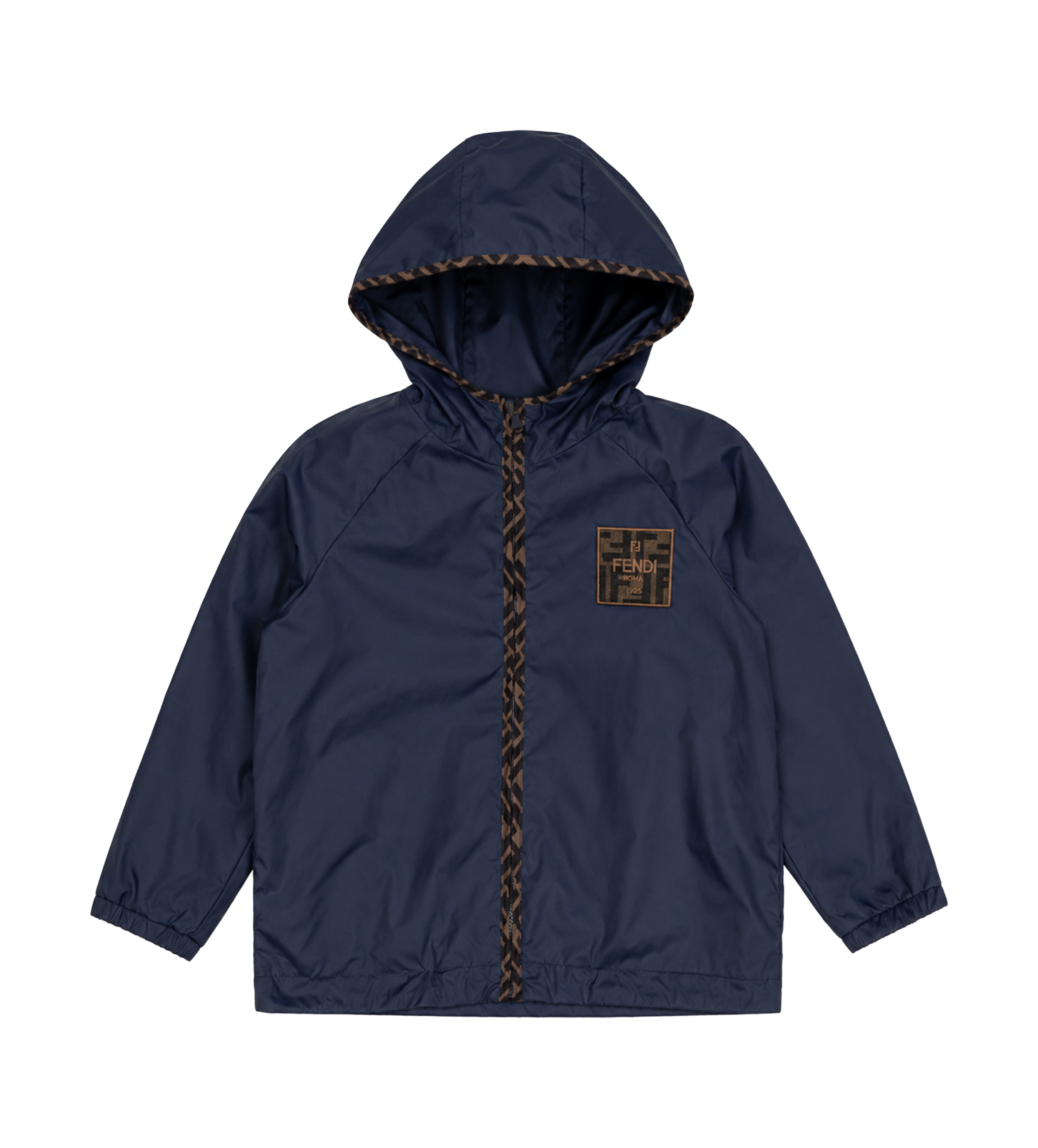 Fendi Kids Jacket with Logo Patch in Navy Blue