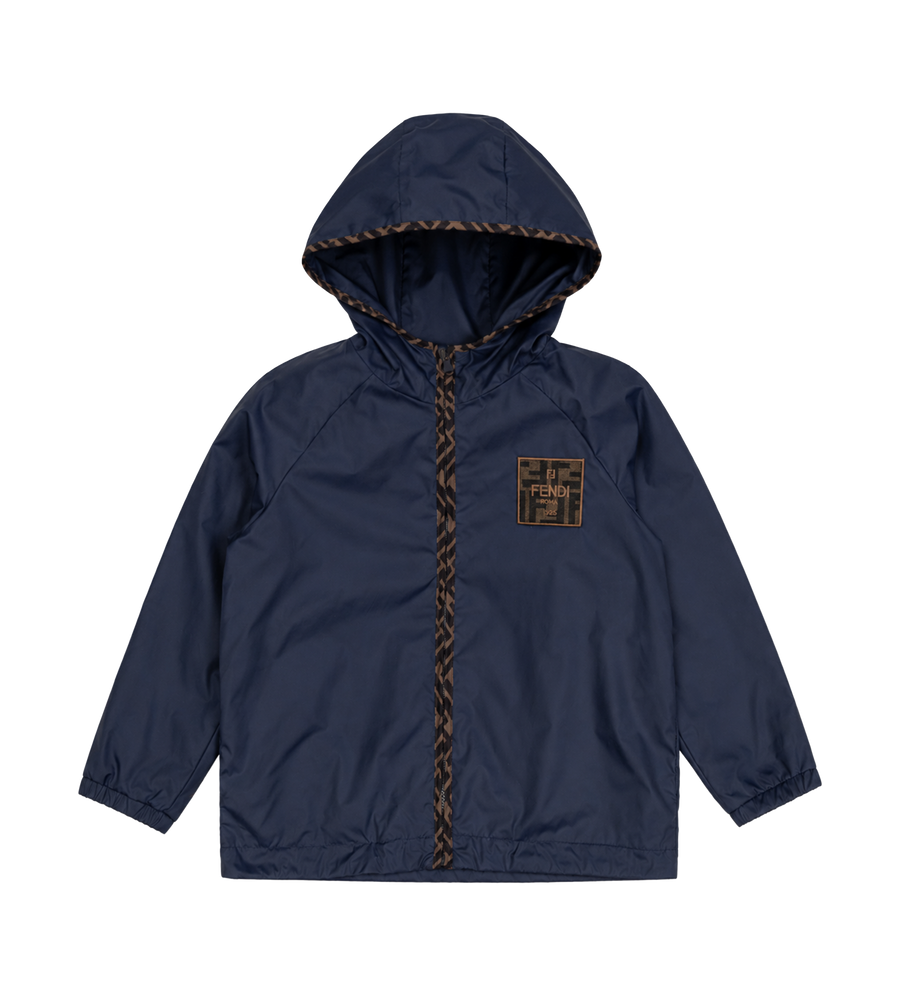 Fendi Kinderjack met logopatch in marineblauw
