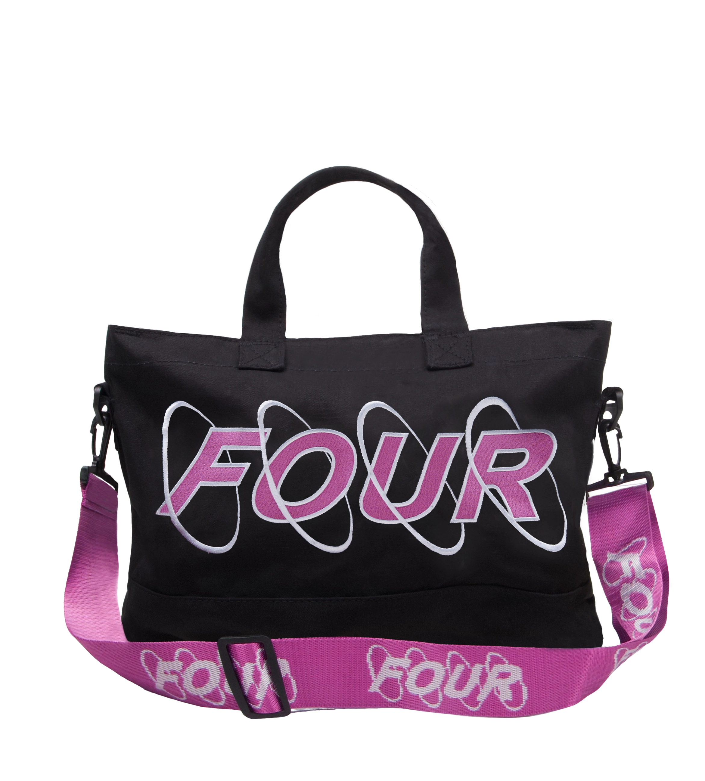 Circles Embroidery Shopper White/ Pink