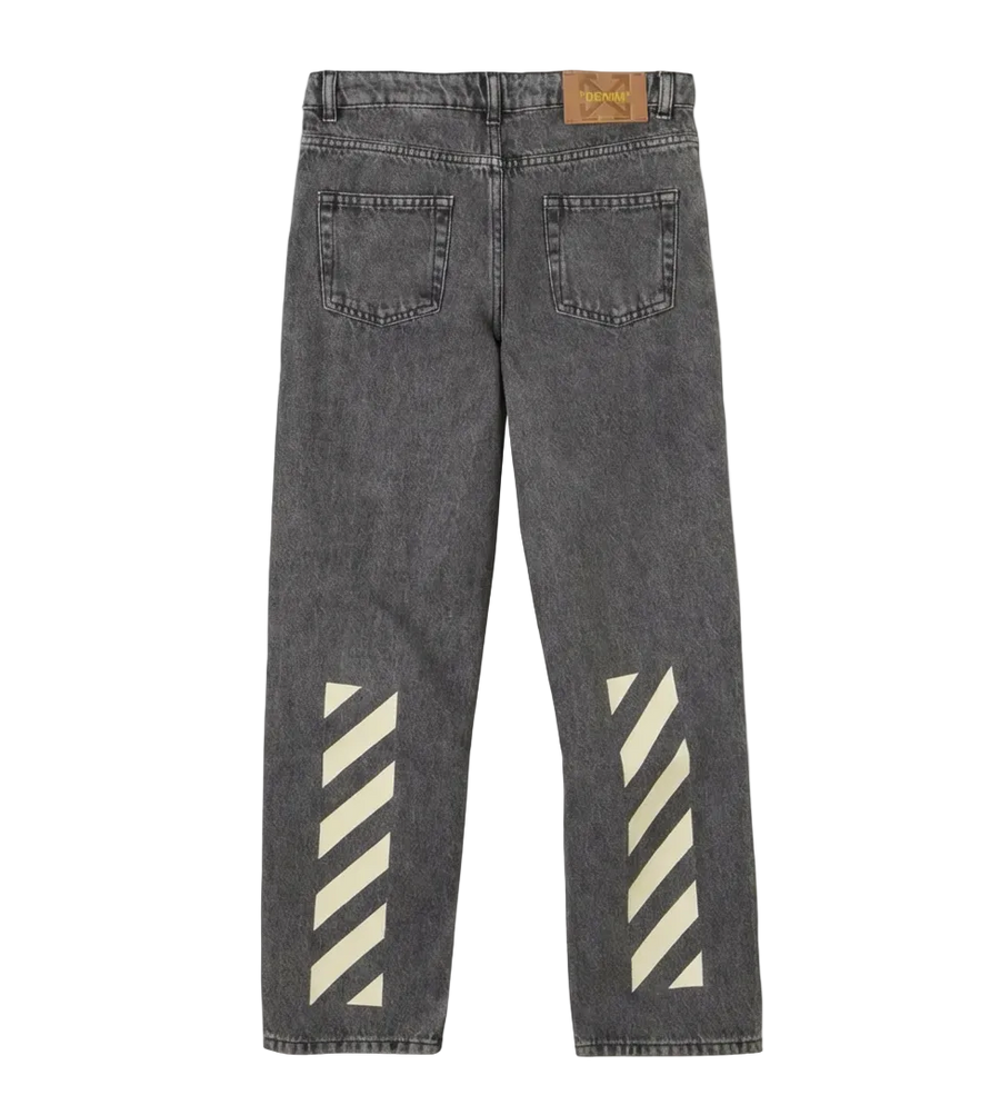 Off-White Straight Leg Jeans with Print in Grey