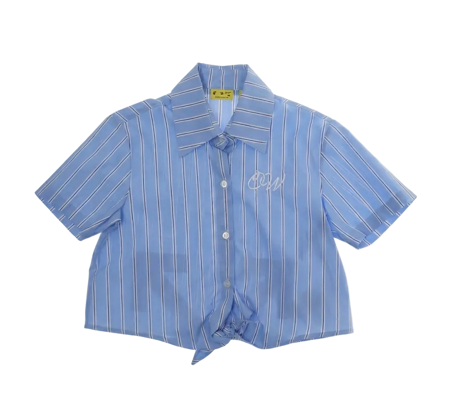 Off-White Striped Shirt in Sky Blue