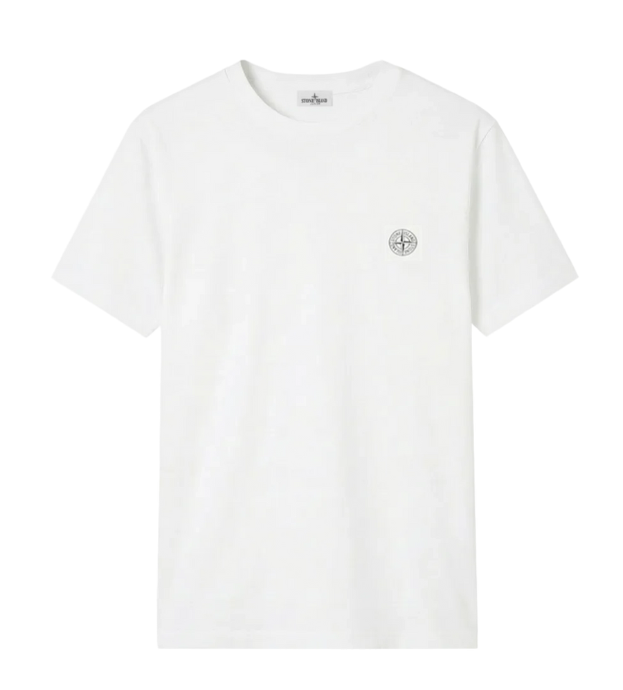 Stone Island Compass-Patch T-Shirt in White with white badge (Kids)