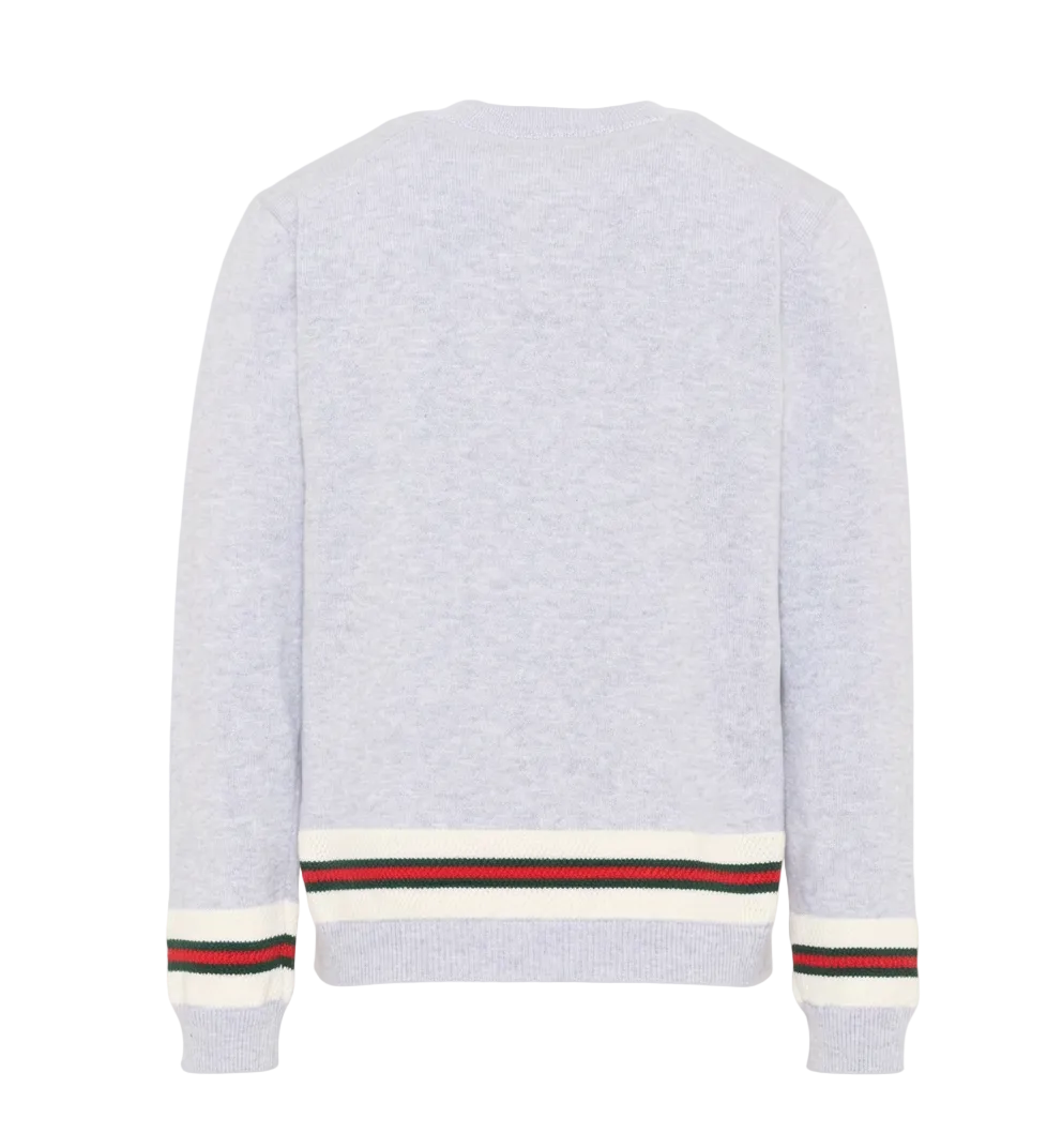 Gucci Kids Gebreide trui met webstreep in grijs