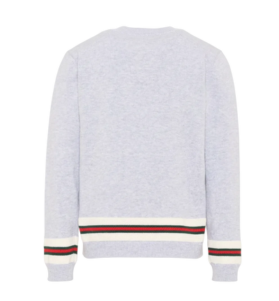 Gucci Kids Gebreide trui met webstreep in grijs