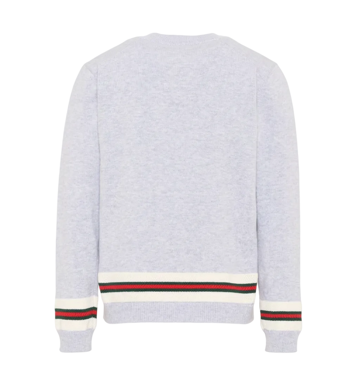 Gucci Kids Gebreide trui met webstreep in grijs