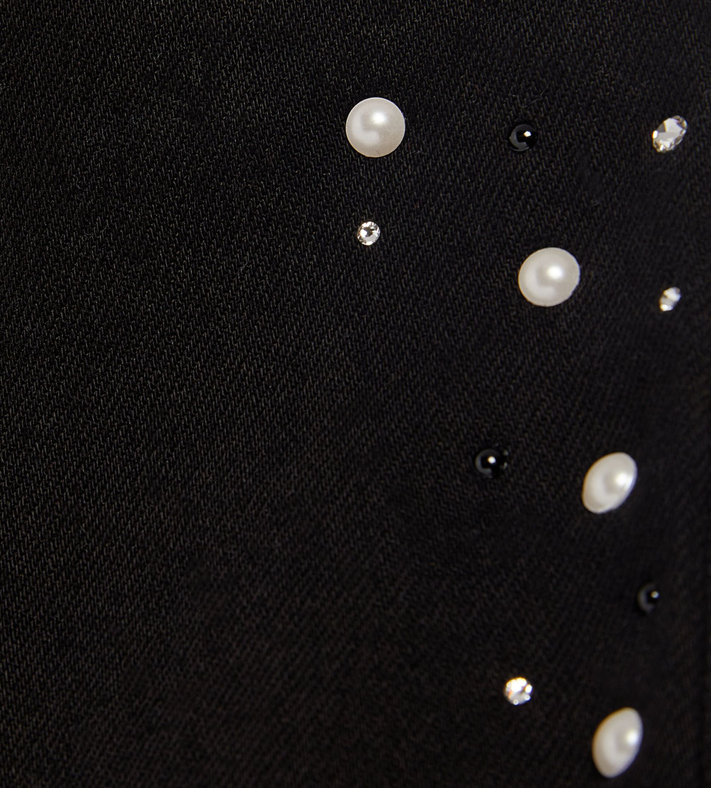 Pearl-Embellishment Wide-leg Jeans Black
