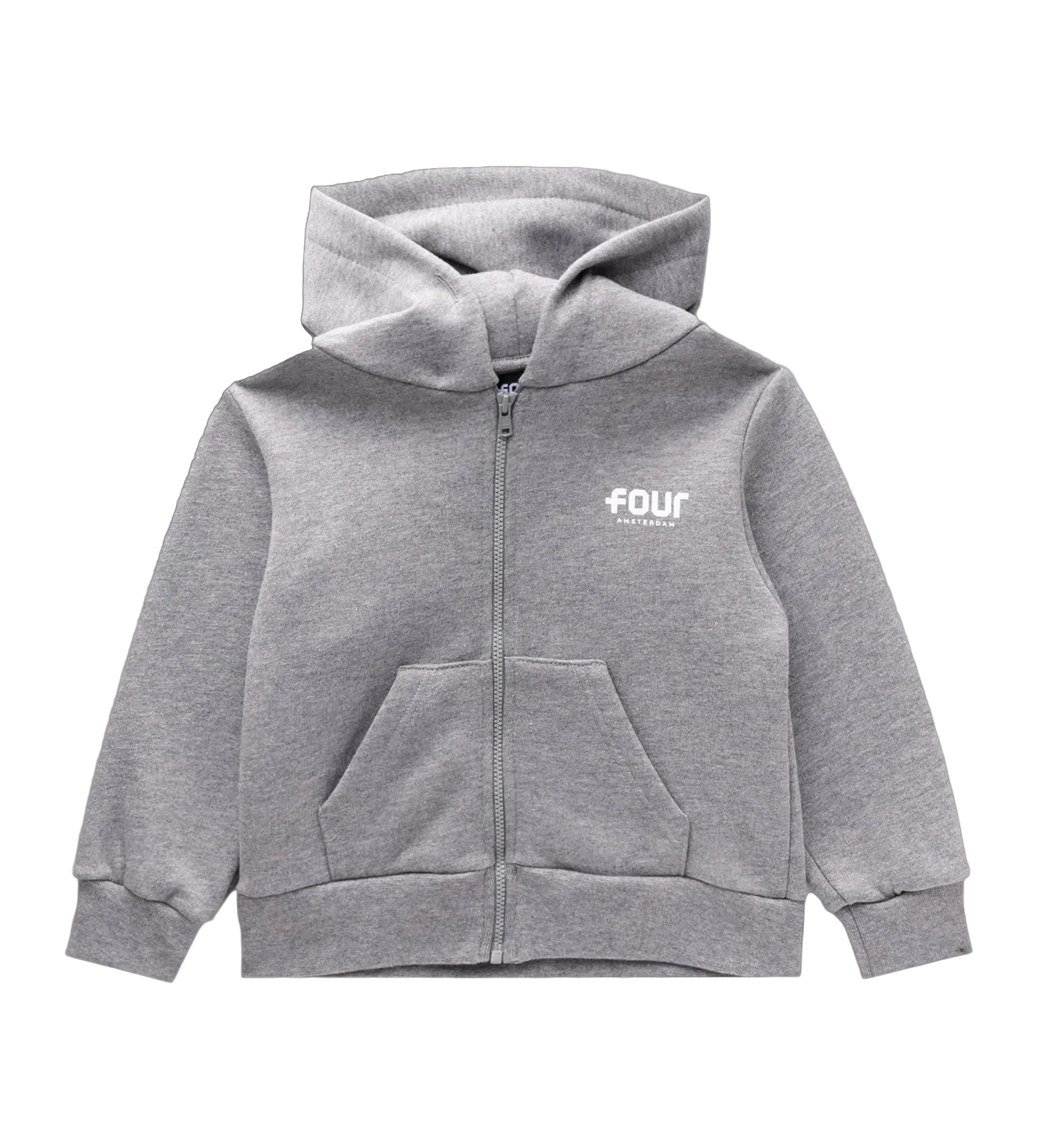 Logo Zip up Hoodie Melange Grijs