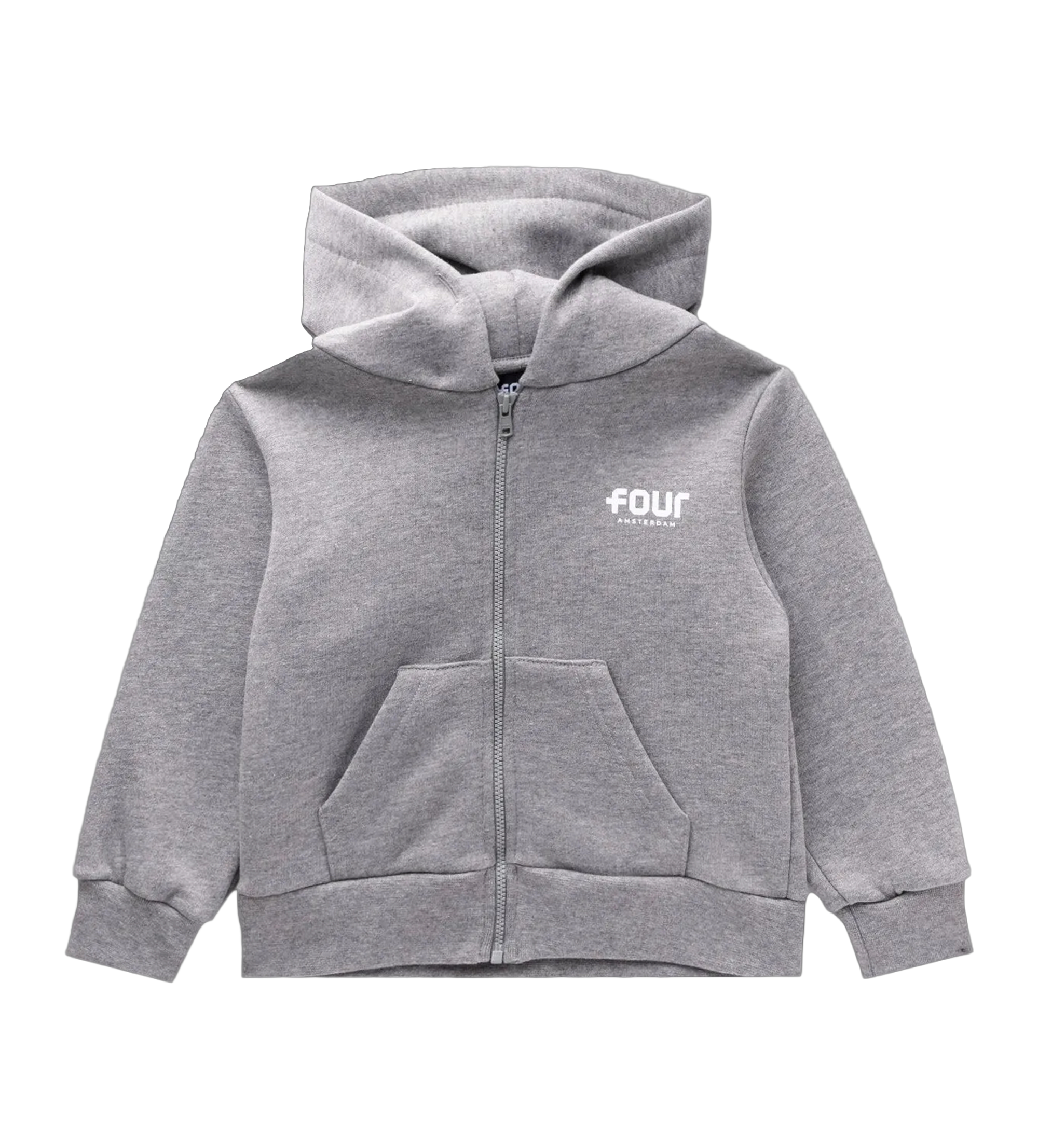 Logo Zip up Hoodie Melange Grijs