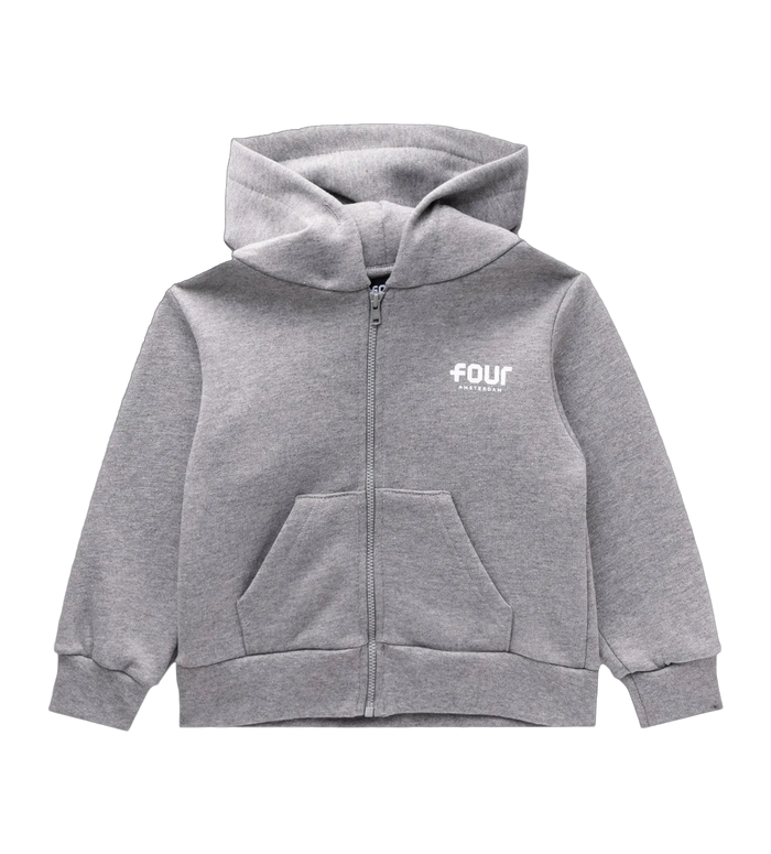 Logo Zip Up Hoodie Melange Grey