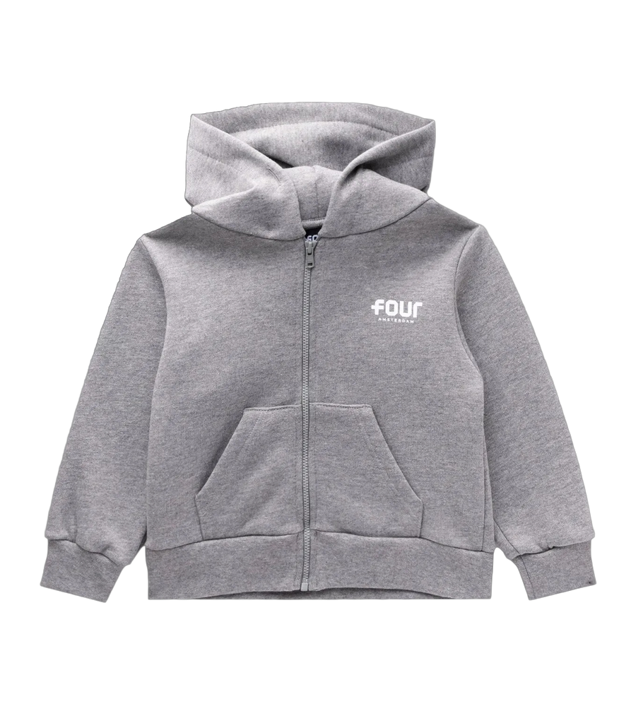 Logo Zip up Hoodie Melange Grijs