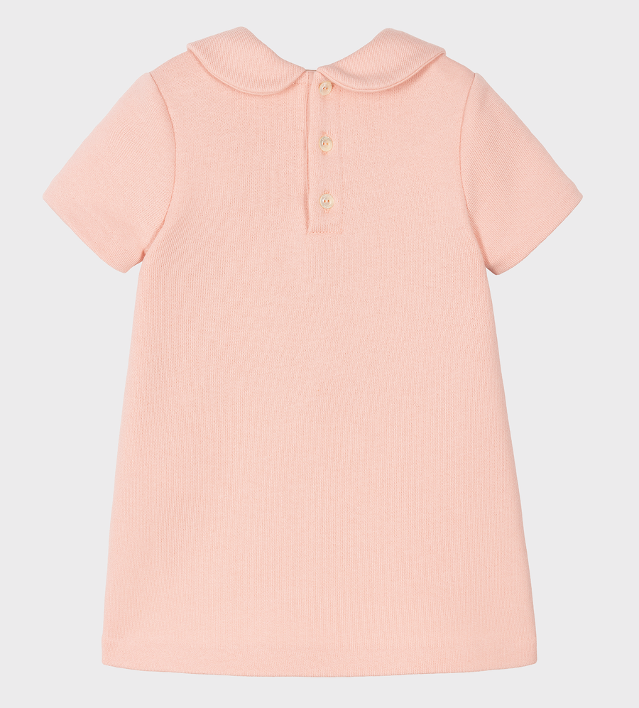 Baby Jersey Dress With Embroidery Pink