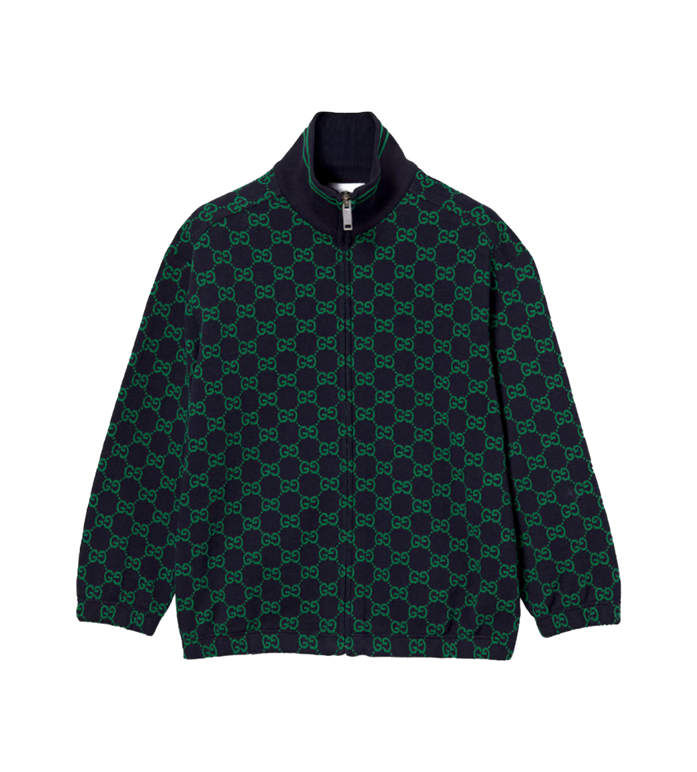 Gucci Children’s GG Cotton Zip Jacket in Navy/Green