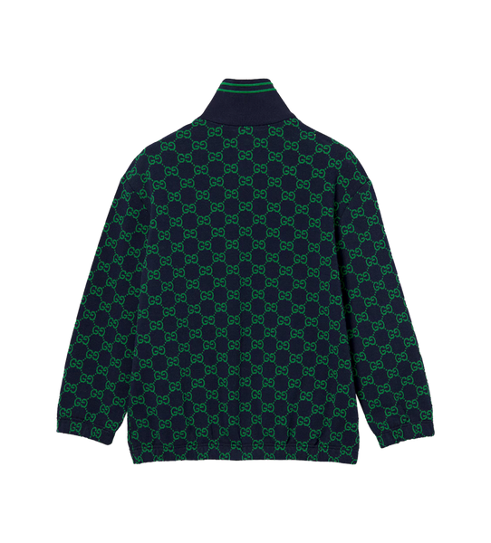 Gucci Children's GG Cotton Zip Jacket in Navy/Green – FOUR Kids