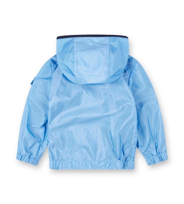 Moncler Banu Rain Jacket with Detachable Hood in Light Blue