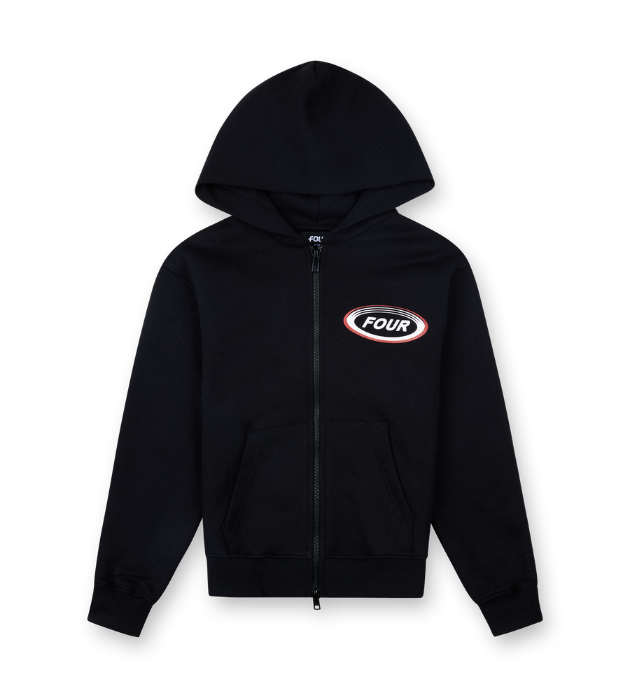 Reconstructed Circles Zip Up Hoodie Black