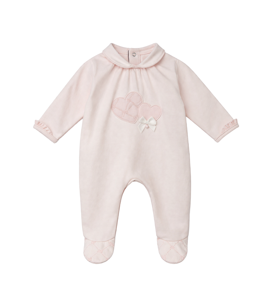 First Signature Romper With Two Hearts in Soft Pink (Baby)