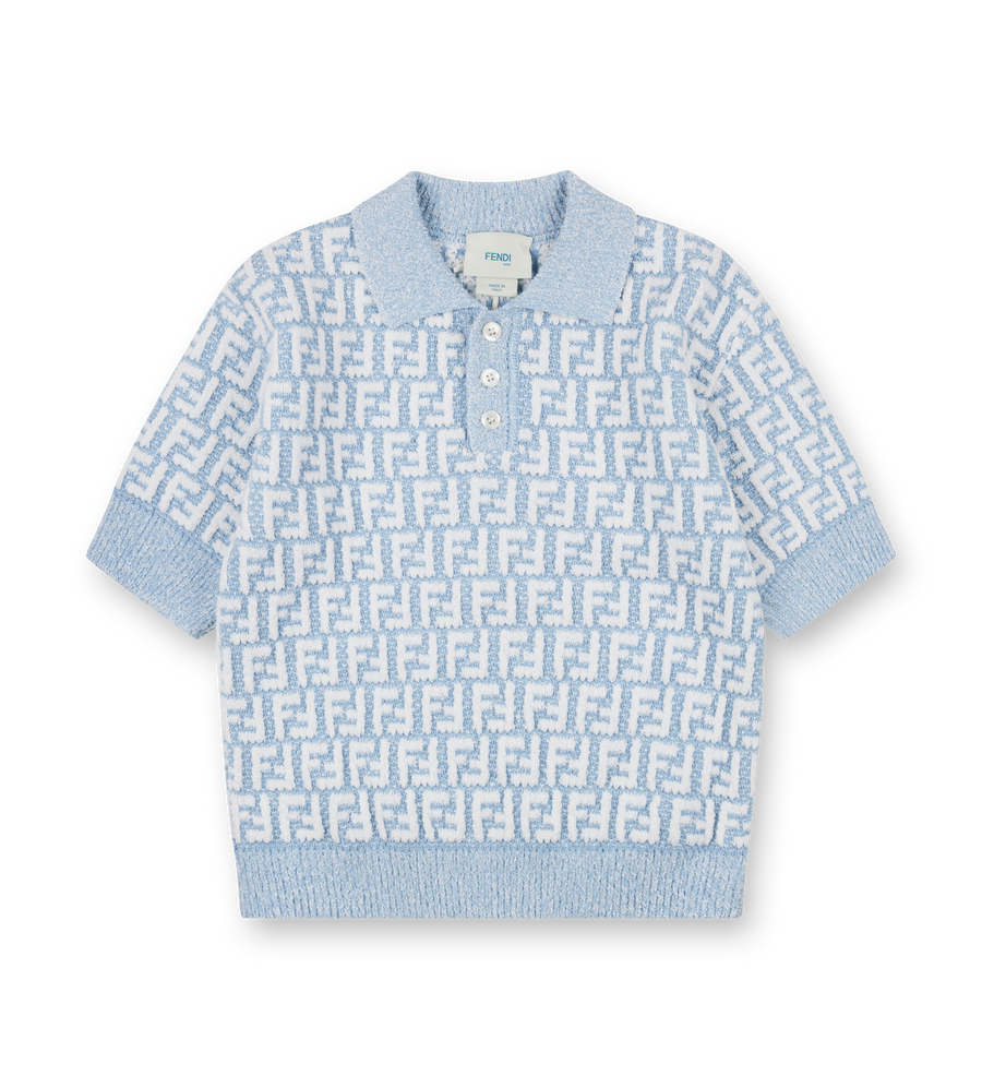 Fendi Kids Terry Polo Shirt in Light Blue