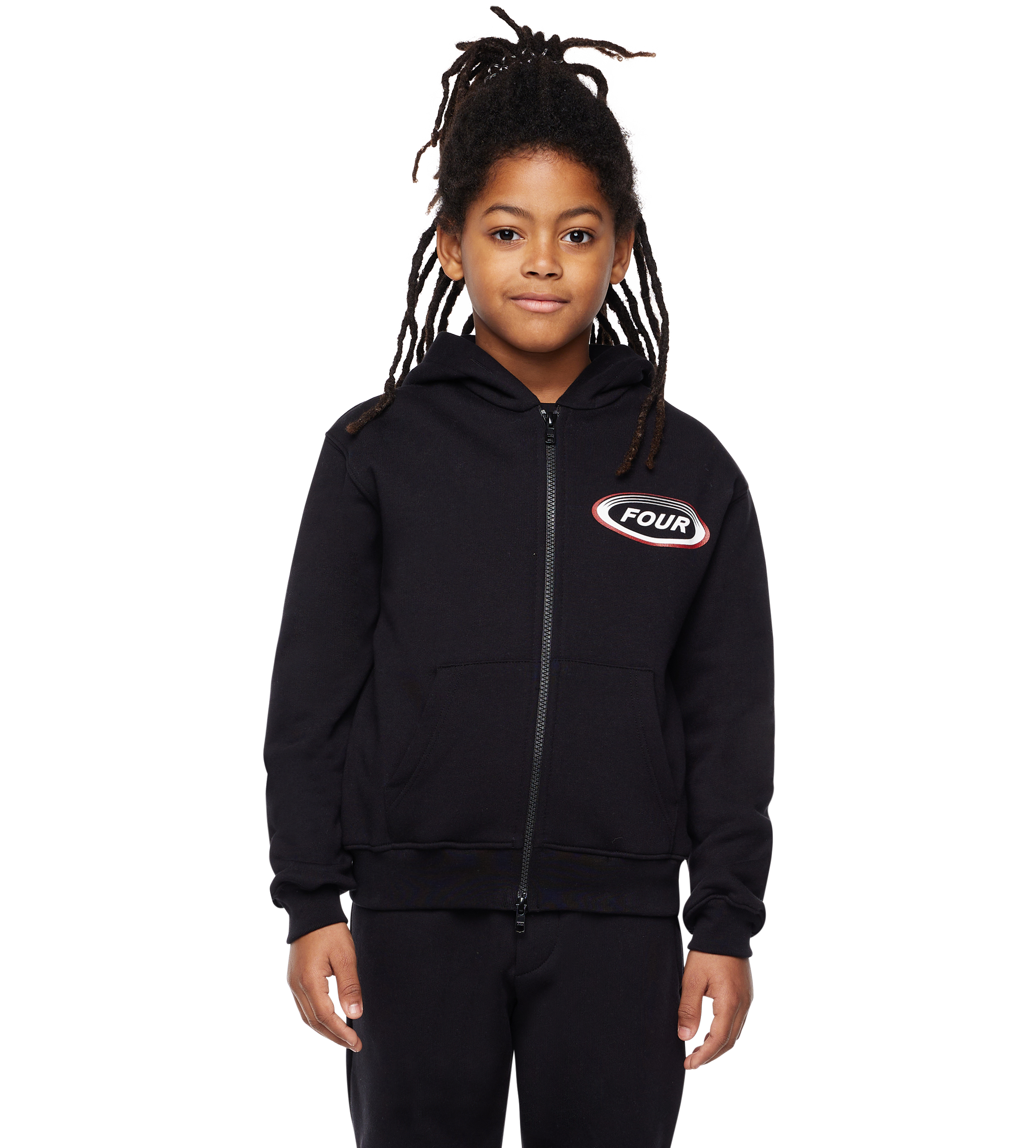 Reconstructed Circles Zip Up Hoodie Black